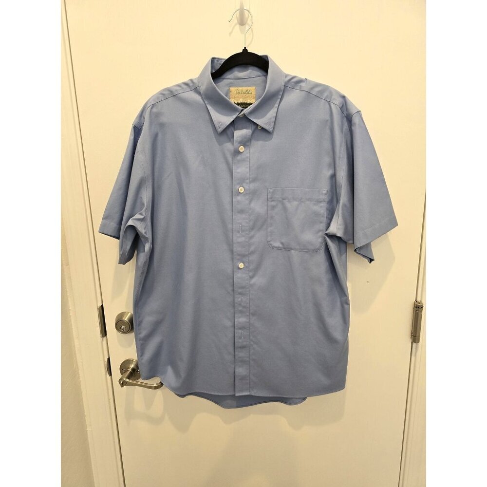 Cabela's Outfitter Men's Blue Short Sleeve Button Up Shirt Size Large
